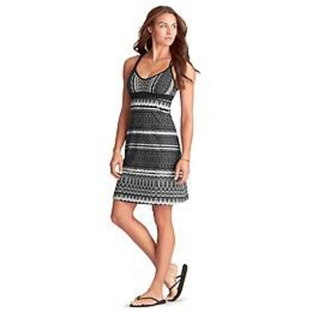 Athleta Printed Coastline Swim Dress Black White